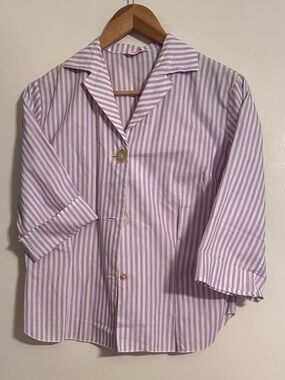 Graff California Wear  Vintage Women’s Blouse White Purple Stripes Size S/M